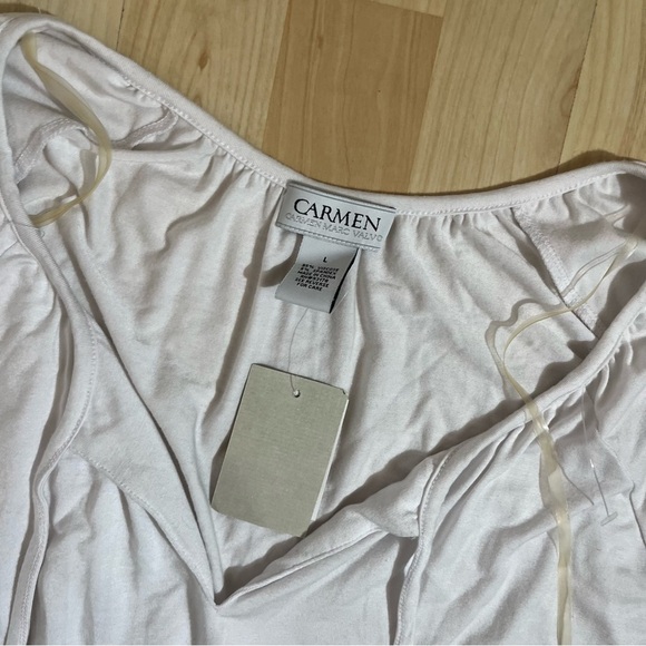 Carmen white New With Tags  tunic blouse with lace-up details on the sleeves L - Picture 4 of 5